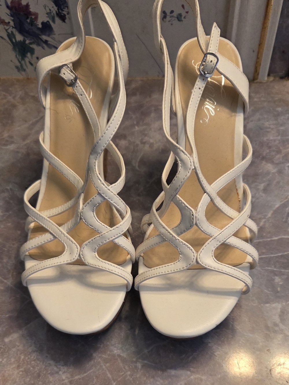 Fergie White Strappy Slingback Heels
